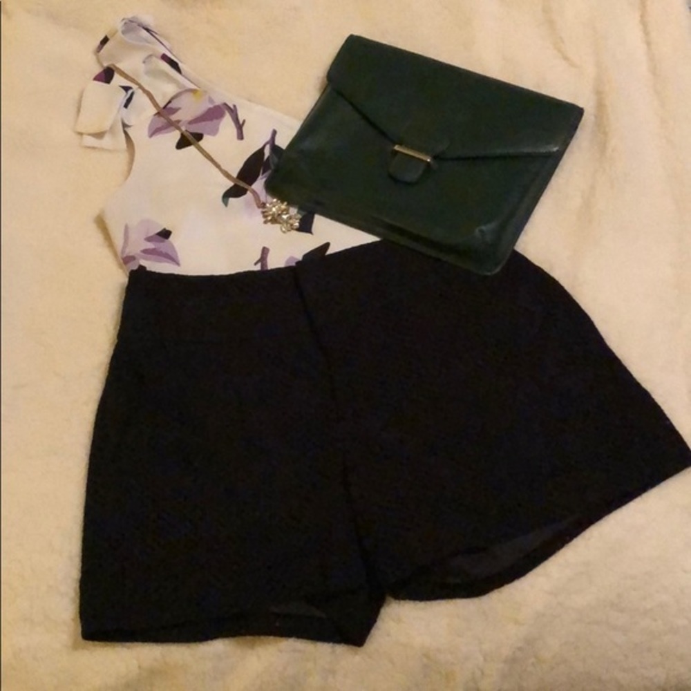 Black eyelet shorts
